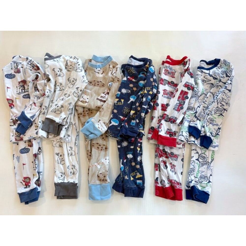 Boys 3T Pajamas Lot 6 Sets, Carter’s Honest Long Sleeve Pants Dinosaur PJs